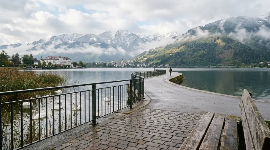 Spot alpine waterfowl along the Zell promenade