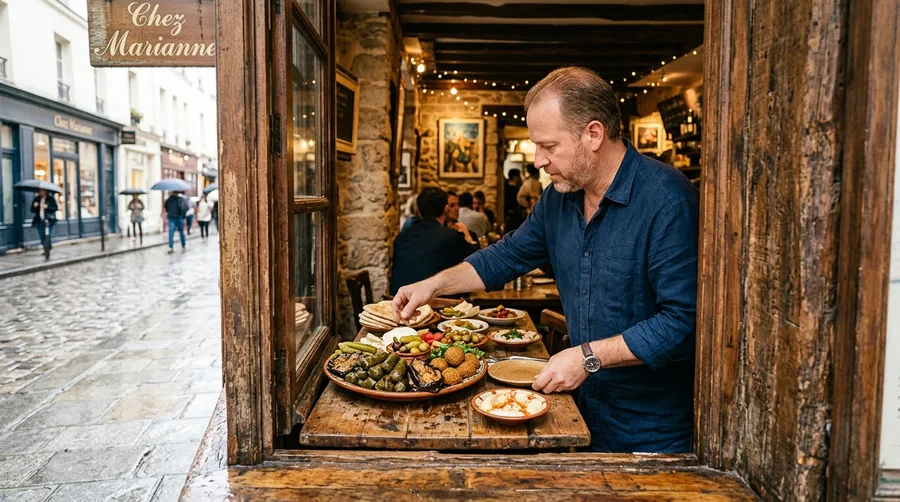 Chez Marianne's Plate Over Falafel Queues
