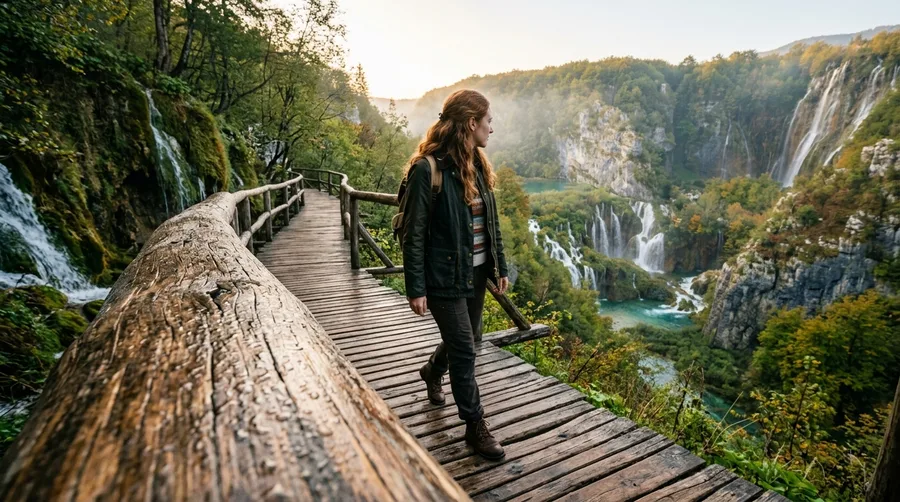 Walk the Plitvice Boardwalks at Dawn